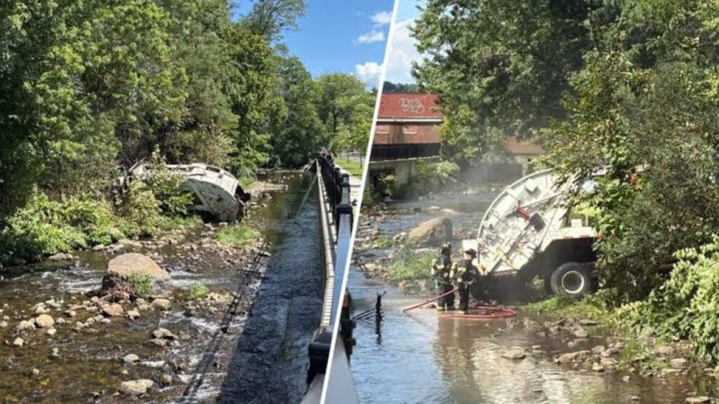 Two Seriously Injured After Garbage Truck Crashes Into Pequabuck River in Bristol Two Seriously Injured After Garbage Truck Crashes Into Pequabuck River in Bristol