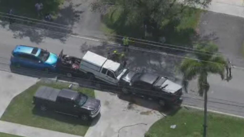 Landscaping Truck Crashes Into North Miami Bus Stop and 3 Businesses, Sending 2 to Hospital
