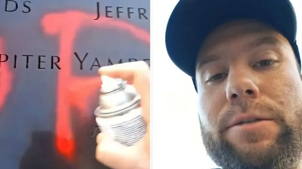 Man Arrested After Red Graffiti Covers 9/11 Victims’ Names at New York Memorial Man Arrested After Red Graffiti Covers 9/11 Victims’ Names at New York Memorial
